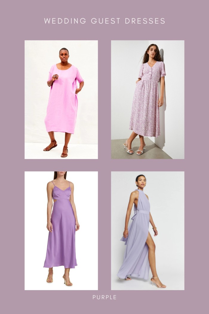 collage of purple dresses