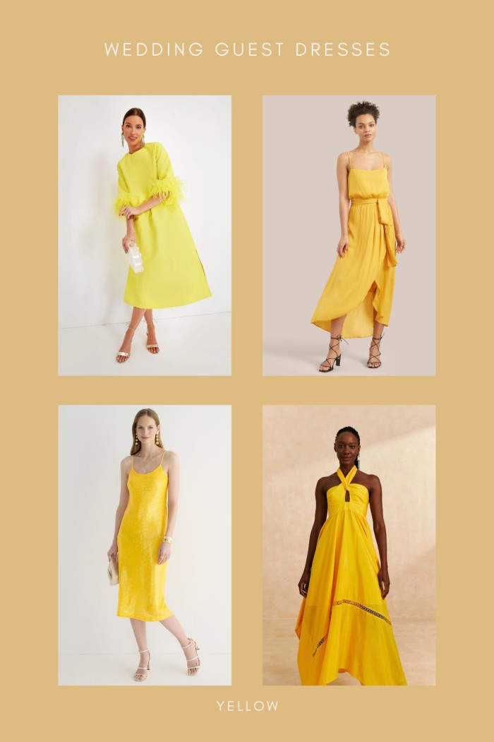 collage of yellow dresses