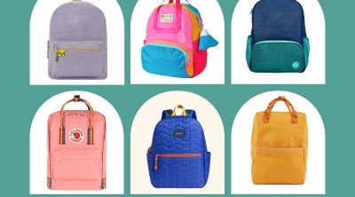 grid of backpack photos with "school backpacks" as title