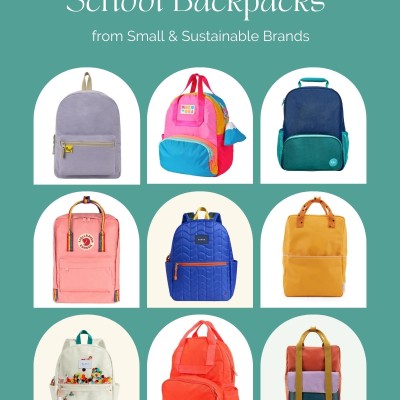 grid of backpack photos with "school backpacks" as title
