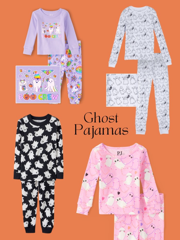 collage of ghost pajamas