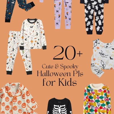 collage of halloween pajamas for kids