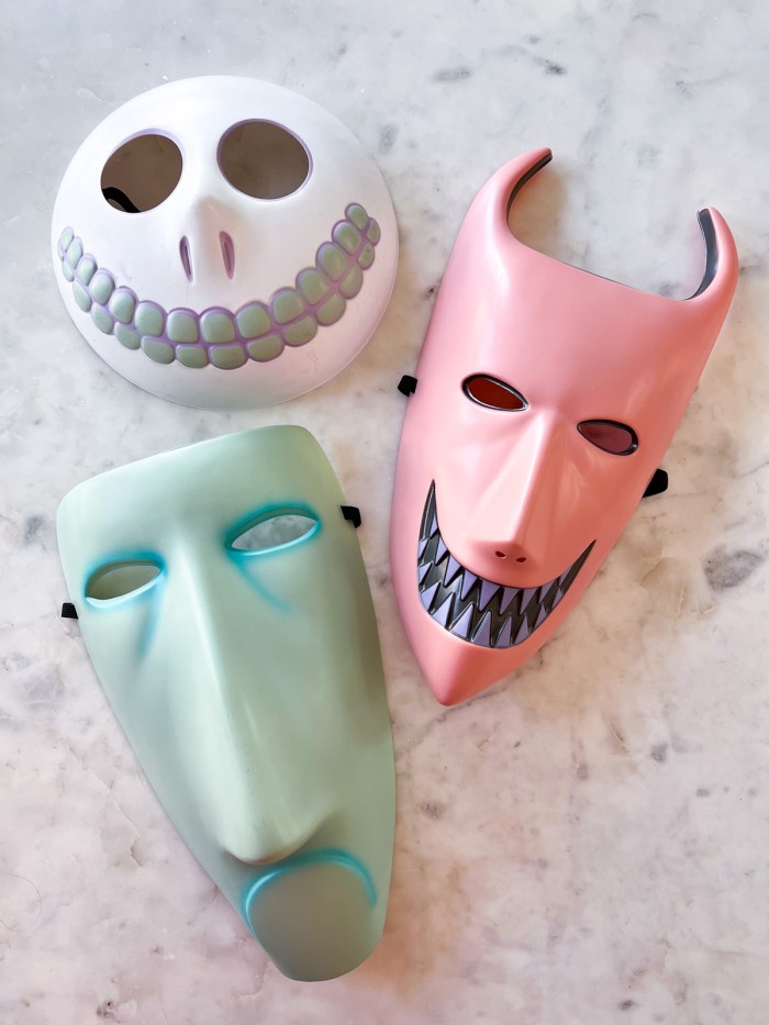 lock shock and barrel masks on marble table