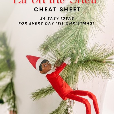 Elf on the Shelf cheat sheet text with picture of elf