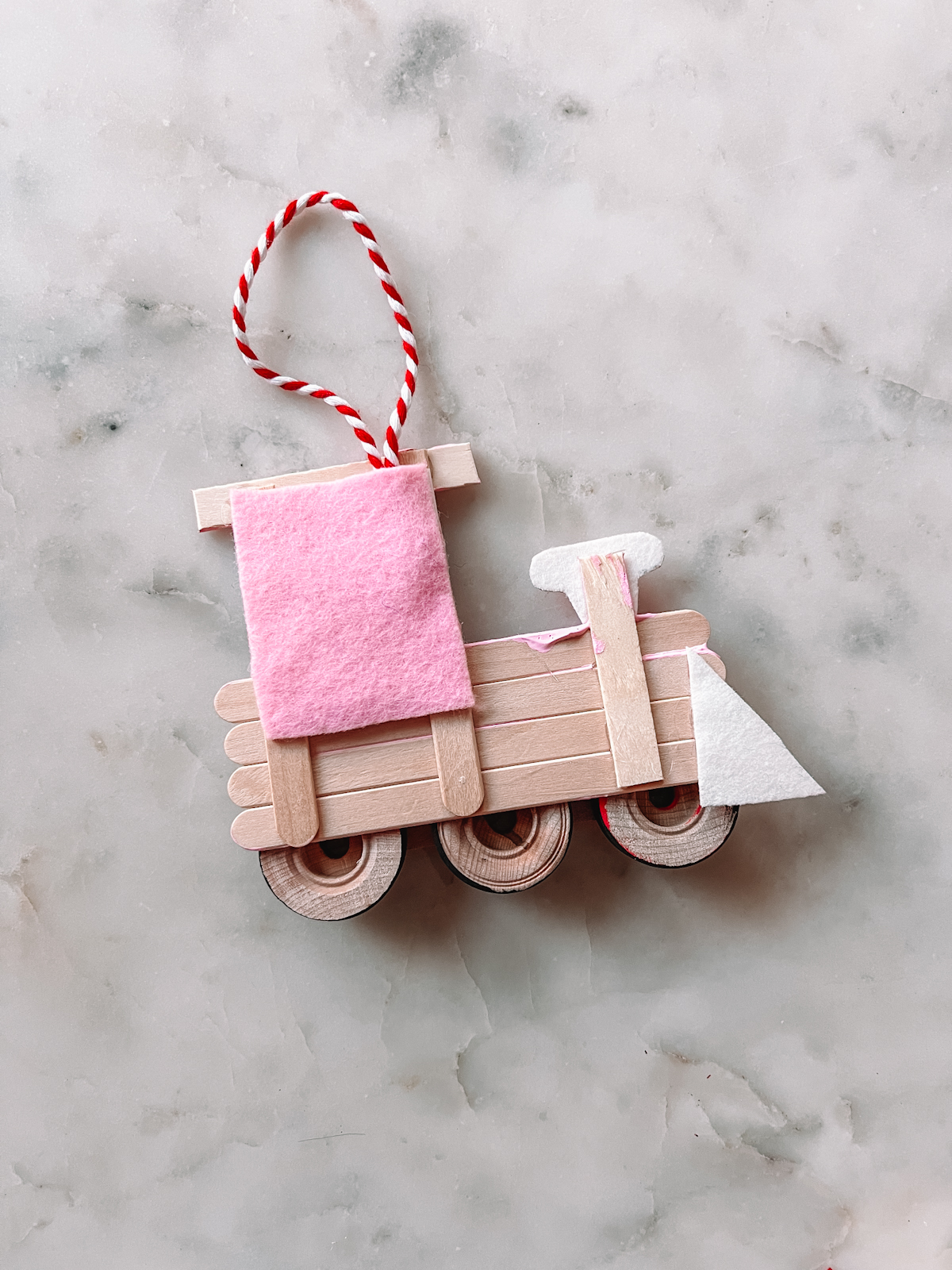popsicle stick train marble