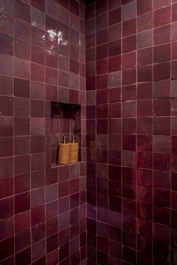 purple tile shower