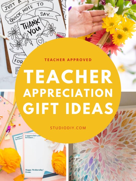 collage of teacher appreciation gift ideas