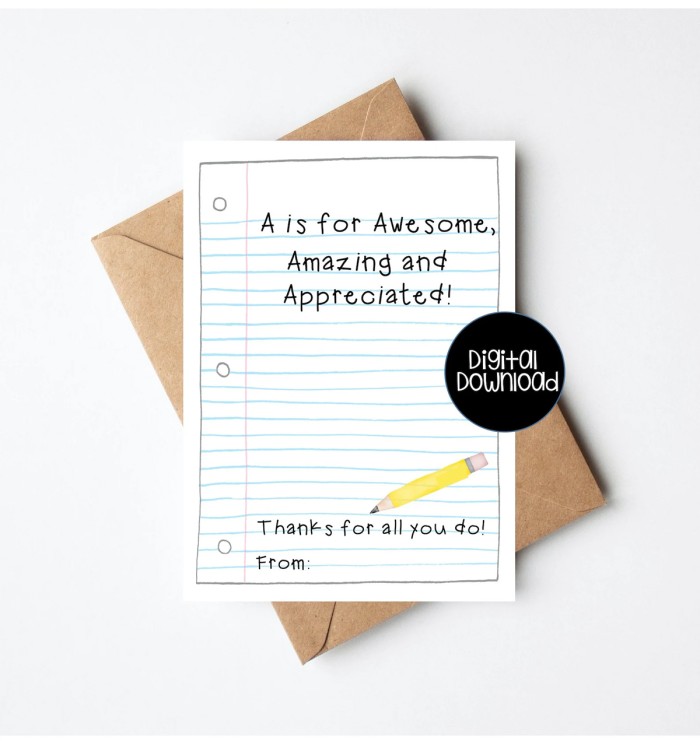 teacher appreciation gift card holder printable