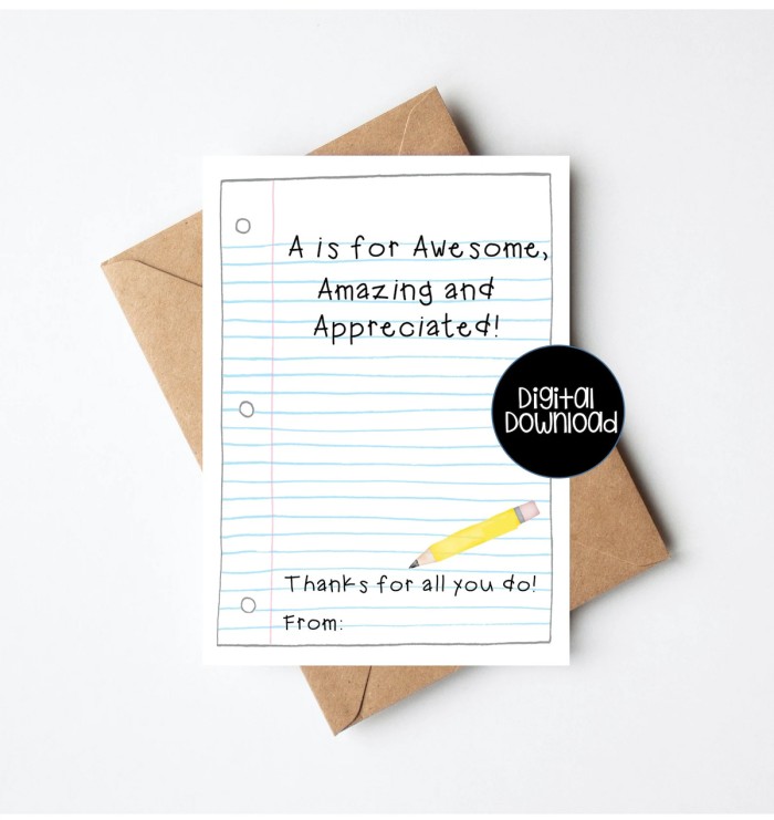 teacher appreciation week card ideas