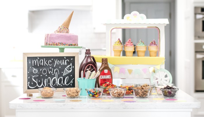 Ice cream sundae bar. 