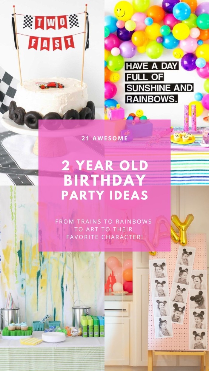 collage of two year old birthday party ideas