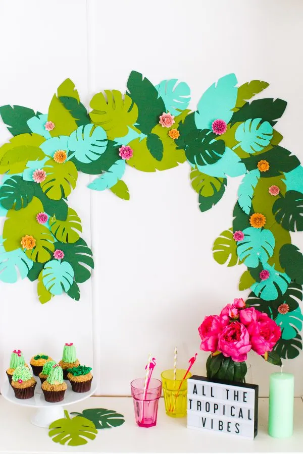 DIY tropical garland for birthday party.