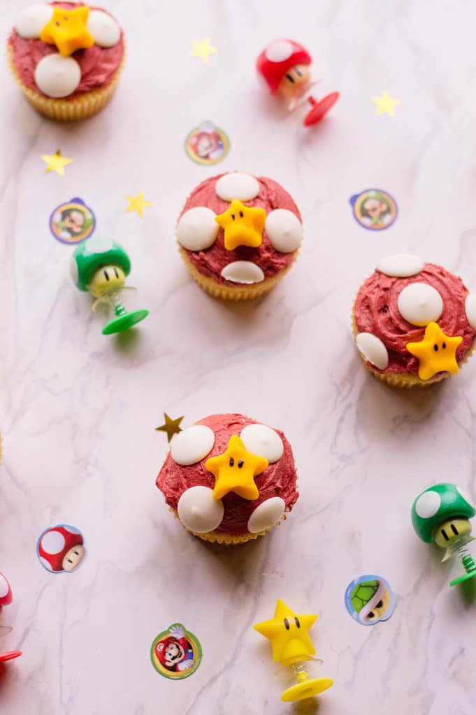 Super Mario decorated cupcakes. 