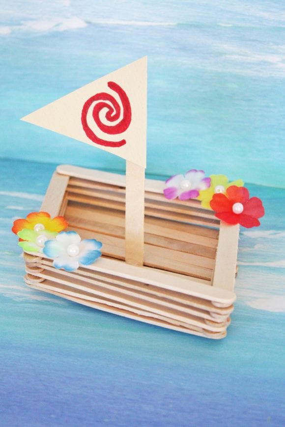 Moana Popsicle Stick Canoe - Disney Craft Ideas