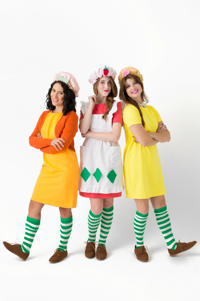 Trio strawberry shortcake costume.