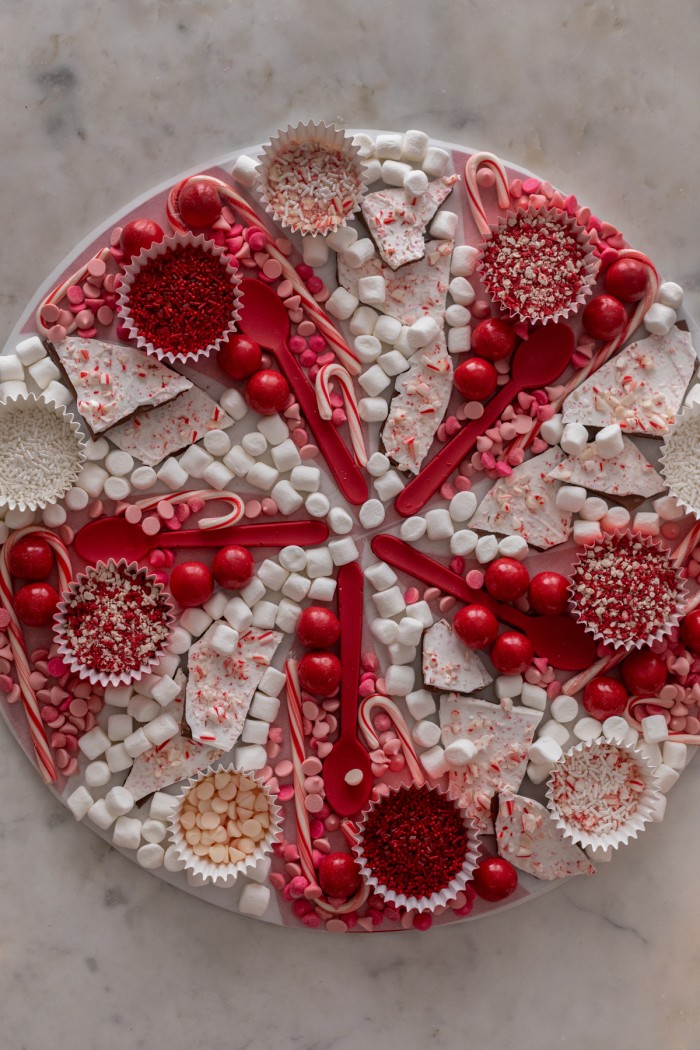 peppermint shaped hot chocolate topping board