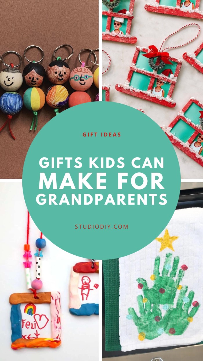 collage of gifts kids can make for grandparents