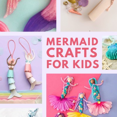Collage of mermaid crafts for kids