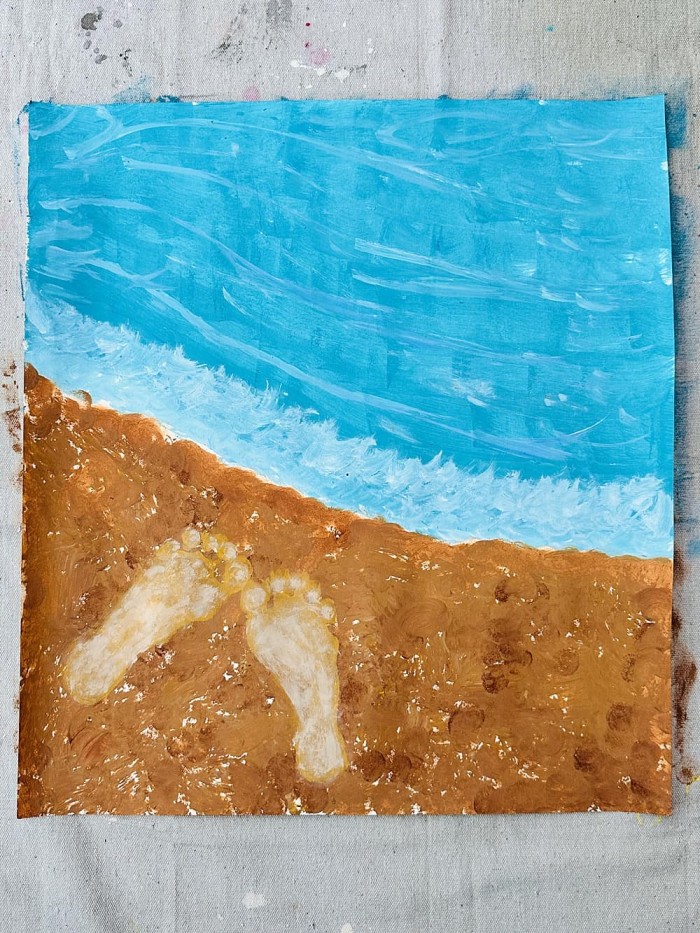 Beach footprint art.