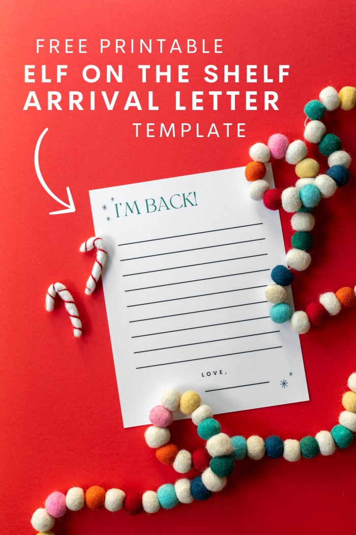 Elf on the Shelf arrival letter template