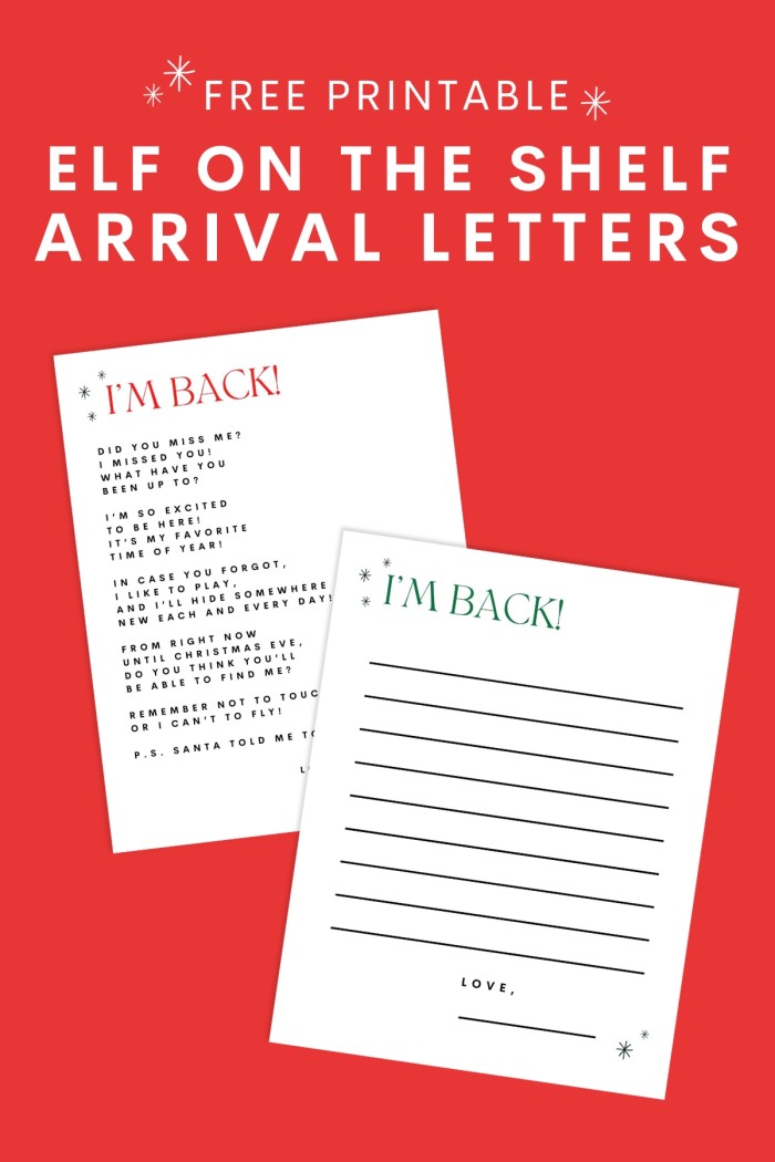 Elf on the Shelf arrival letters
