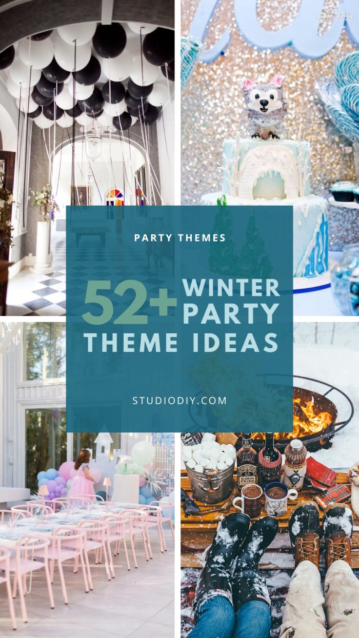 graphic with winter party theme ideas