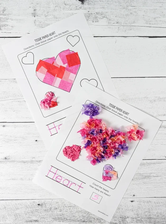 Printable tissue paper heart templates. 