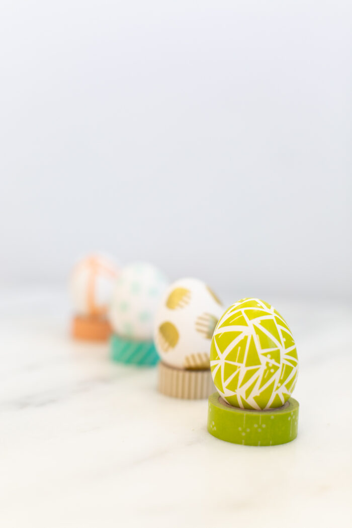 Easter eggs designed with washi tape. 