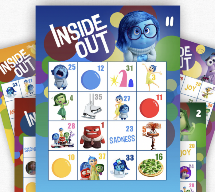 Bingo cards with Inside Out theme. 