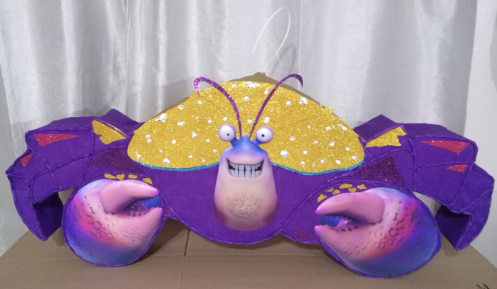 Piñata in the shape of Tamatoa from Moana. 