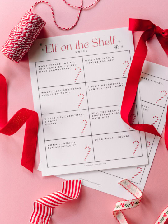 Elf on the Shelf printable notes