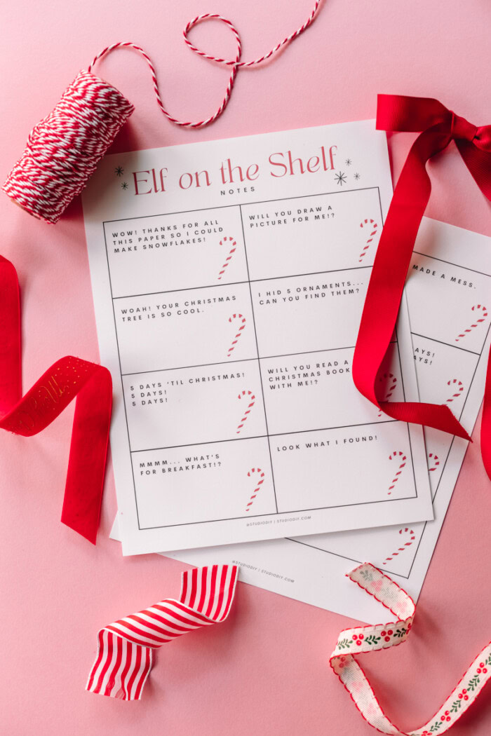 Elf on the Shelf printable notes