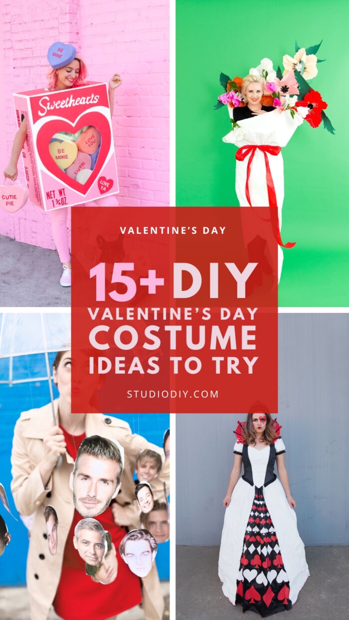 collage of DIY Valentine's Day Costume Ideas