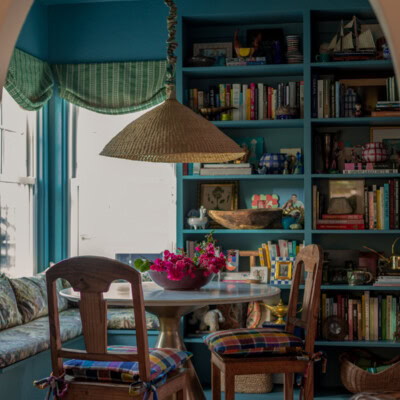 Blue Dining Room through archway