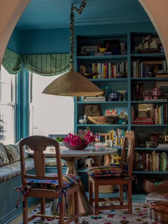 Blue Dining Room through archway