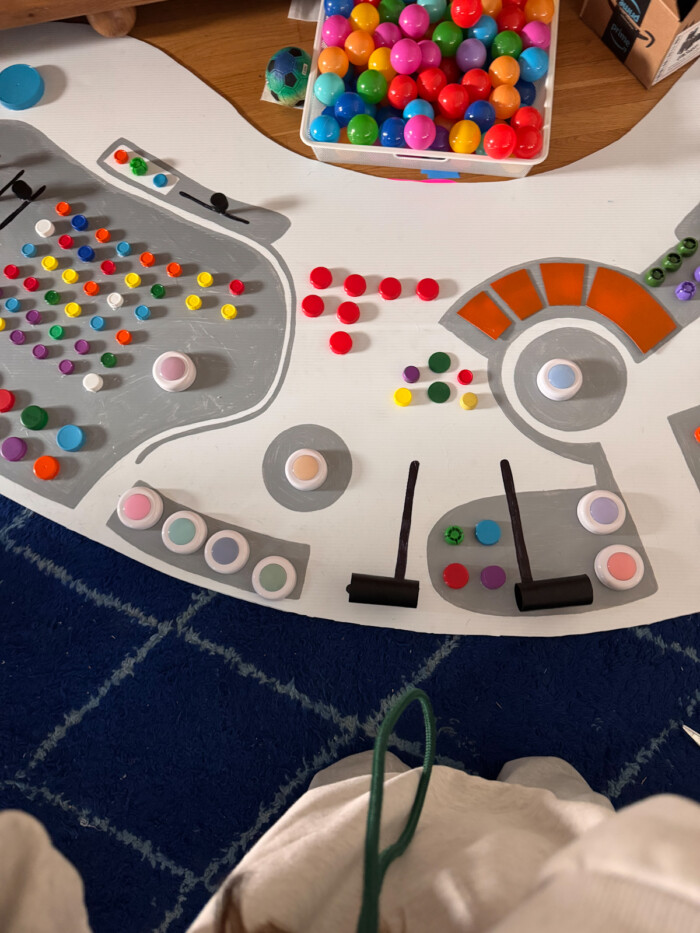 inside out console with bottle cap buttons