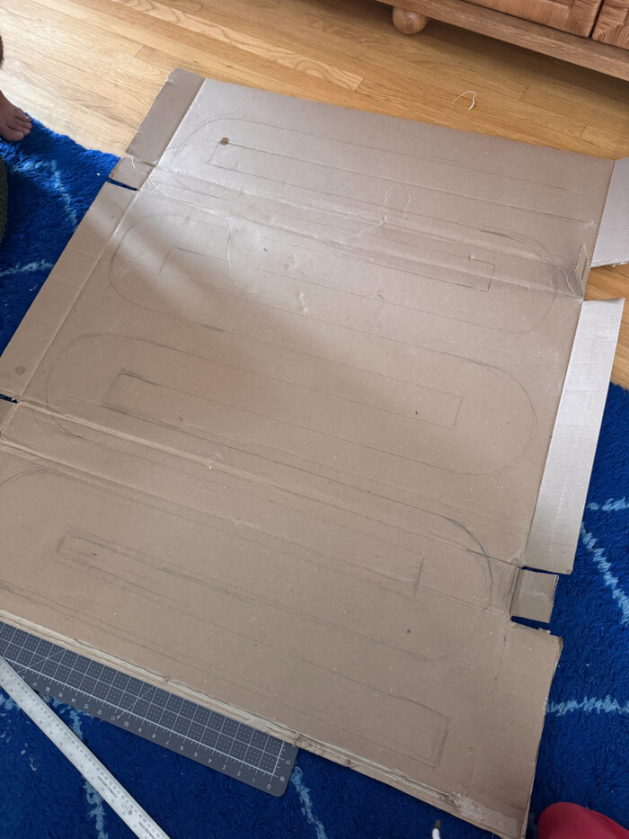 cardboard with zig zag drawing