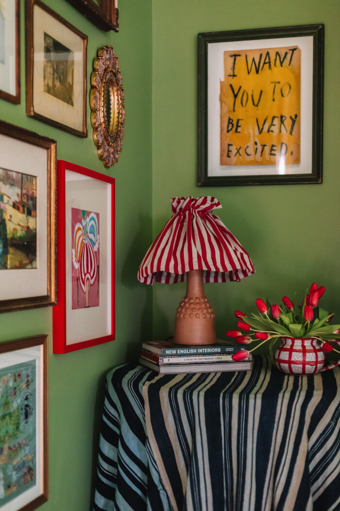 red stripe lampshade