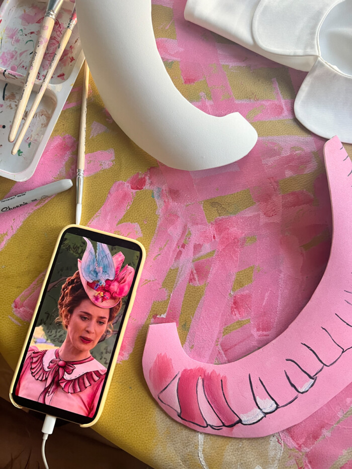 pink painted foam